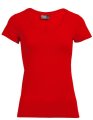 Dames T-shirt Promodoro Slim Fit V-Neck-T rood
